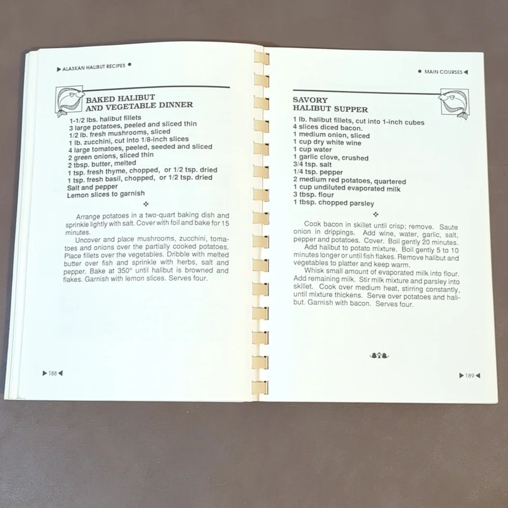 2 Halibut Cookbooks Spiral 1989 Alaskan Recipes 2000 Homer, Alaska Recipes
